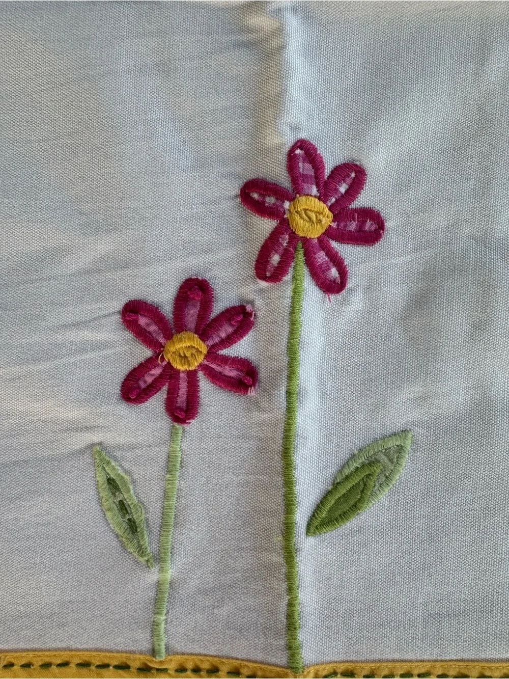 Pottery Barn Kids 2 Curtain Valance Yellow Trim & Embroidered Bugs Butterflies